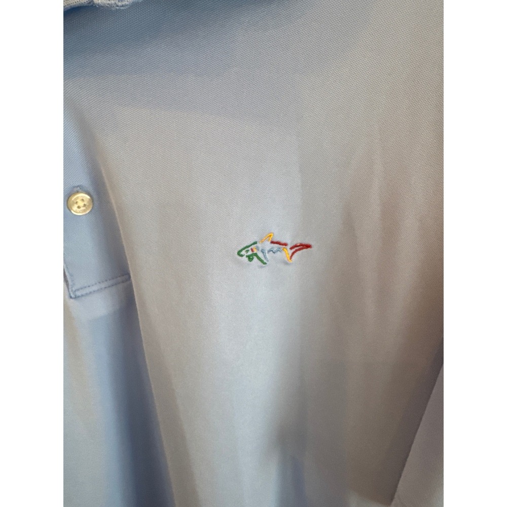 Greg Norman Mens XL Performance Golf Polo Shirt Blue Play Dry Shark Logo - Picture 3 of 4